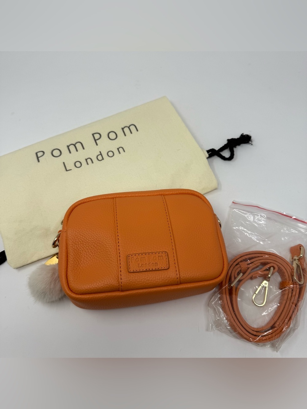 Pom Pom London NWOT City MINI Crossbody Bag Mango Tango